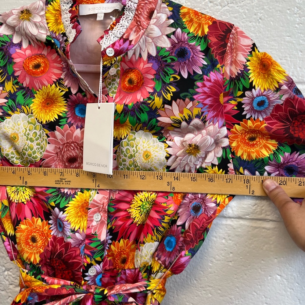 Borgo De Nor Multicolored Cotton Demi Dress in Over the Rainbow Dress Sz. 12 NWT - Picture 5 of 8